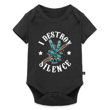 Drum Drummer I Destroy Silence Rock Schlagzeug - Baby Premium Kurzarmbody - Schwarz - Vorne