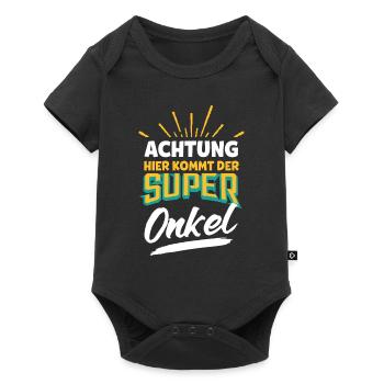 Onkel Super Onkel - Baby Premium Kurzarmbody - Schwarz - Vorne