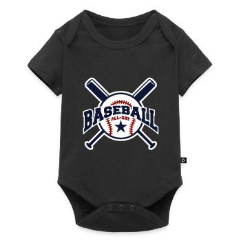 Baseball - Baby Premium Kurzarmbody - Schwarz - Vorne