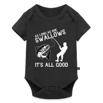 Fishing Angling Fish Fisher Fisherman Angler Gift - Baby Premium short-sleeve bodysuit - black - Front