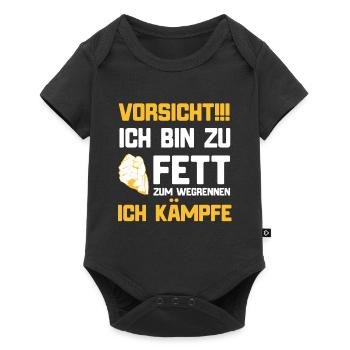 Lustiger Spruch für Dicke ich bin zu fett - Baby Premium Kurzarmbody - Schwarz - Vorne