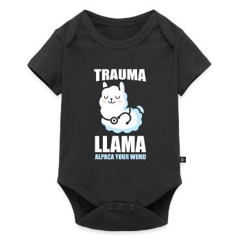 Alpaka Trauma Llama lustiges Geschenk - Baby Premium Kurzarmbody - Schwarz - Vorne