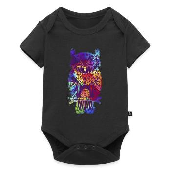 Chouette oiseau nocturne troupeau vol mouche animal de compagnie - Body à manches courtes Premium Bébé - noir - Devant