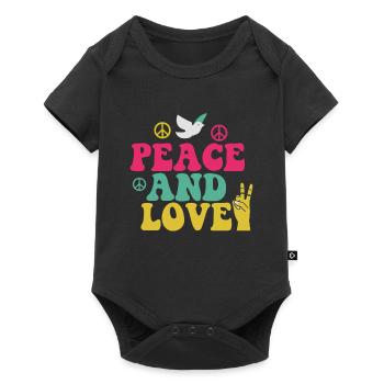 Hippie Peace and Love Puissance des fleurs des années 70 - Body à manches courtes Premium Bébé - noir - Devant