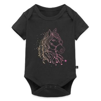 Horses Colorful Riding Horse Head Horsenaar Gift - Baby Premium short-sleeve bodysuit - black - Front