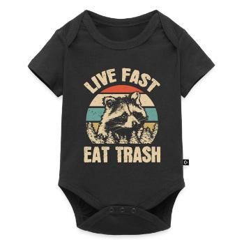 Raccoon Fast Food Garbage Vintage Camper Gift - Baby Premium short-sleeve bodysuit - black - Front