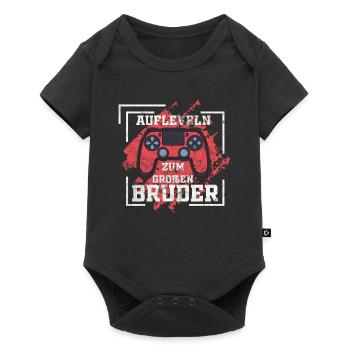 Großer Bruder - Aufleveln zum großen Bruder - Baby Premium Kurzarmbody - Schwarz - Vorne