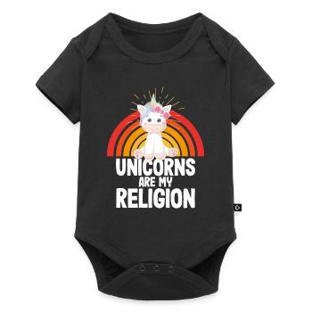 Licornes Licornes - Les licornes sont ma religion - Body à manches courtes Premium Bébé - noir - Devant