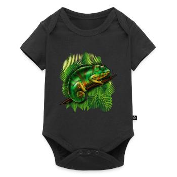 Cadeau tropical de lézard cool animal caméléon jungle - Body à manches courtes Premium Bébé - noir - Devant