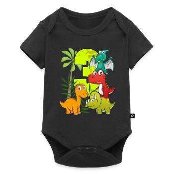 Garçon d'anniversaire de 3 ans trois 3e Dino T-Rex - Body à manches courtes Premium Bébé - noir - Devant