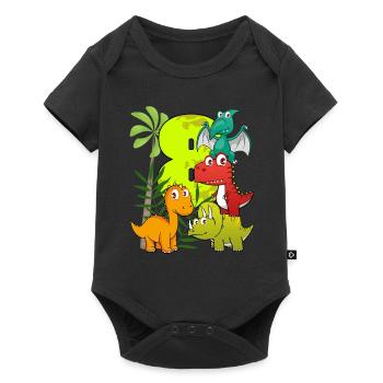 Garçon d'anniversaire de 8 ans huit 8. Dino T-Rex - Body à manches courtes Premium Bébé - noir - Devant