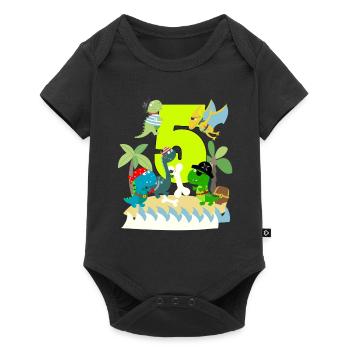 5 ans pirate anniversaire garçon cinq 5ème dinosaures T-Rex - Body à manches courtes Premium Bébé - noir - Devant