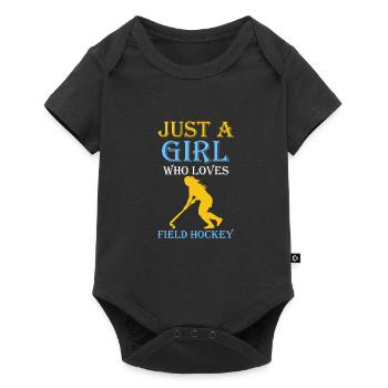 Feldhockey Fieldhockey Hockey Mädchen Geschenk - Baby Premium Kurzarmbody - Schwarz - Vorne