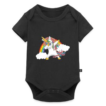tamponner licorne licorne arc en ciel - Body à manches courtes Premium Bébé - noir - Devant