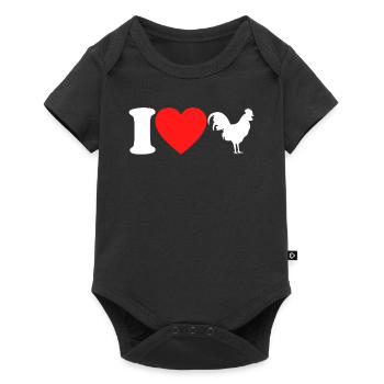 I love chickens chicken rooster heart saying gift - Baby Premium short-sleeve bodysuit - black - Front