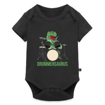 Drums Drummer T-Rex Dinosaur Drums Sticks - Baby Premium short-sleeve bodysuit - black - Front