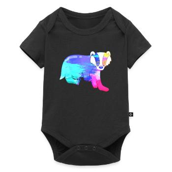 Dachs Farbenfroh - Baby Premium Kurzarmbody - Schwarz - Vorne