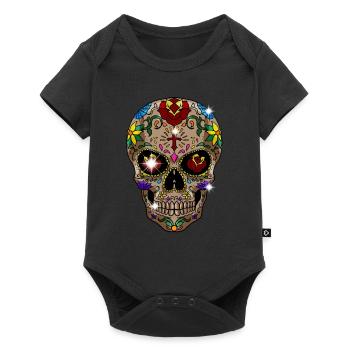 Zucker Schädel Tag der Toten Geschenk - Baby Premium Kurzarmbody - Schwarz - Vorne