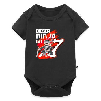 7. Geburtstag Ninja - Baby Premium Kurzarmbody - Schwarz - Vorne