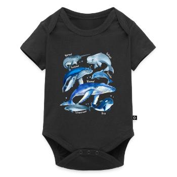 Whale species Various whales Blue whale orca narwhal Bel - Baby Premium short-sleeve bodysuit - black - Front