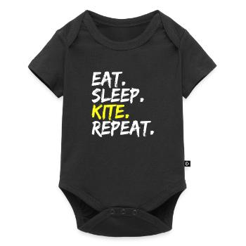 Kiteboard Kitesurfing Eat Sleep Kite Repeat Saying - Baby Premium short-sleeve bodysuit - black - Front