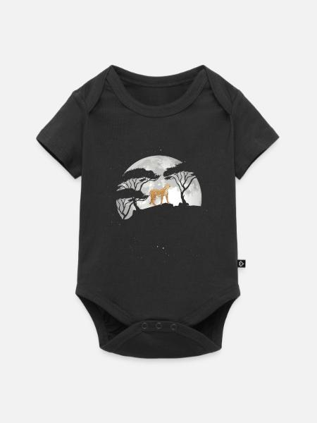 Guépard Avec la lune - Body à manches courtes Premium Bébé - noir