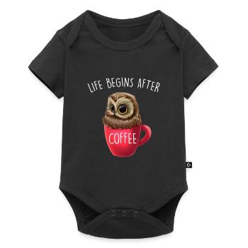 Life Begins After Coffee Funny Owl Saying Owl - Baby Premium short-sleeve bodysuit - black - Front