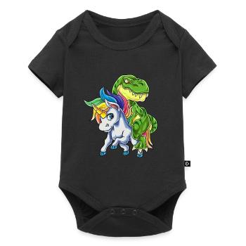 T-Rex Chevauche Licorne Drôle de dinosaure Dino - Body à manches courtes Premium Bébé - noir - Devant