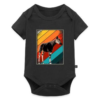 Okapi Retro Geschenk - Baby Premium Kurzarmbody - Schwarz - Vorne