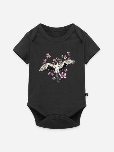 Kranich - Baby Premium Kurzarmbody - Schwarz