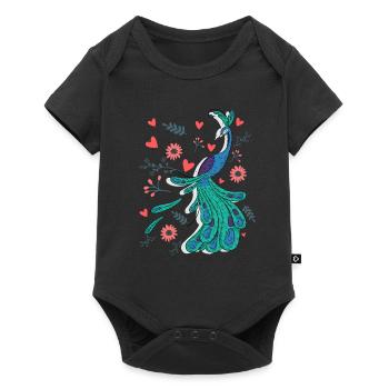 Pfau - Baby Premium Kurzarmbody - Schwarz - Vorne