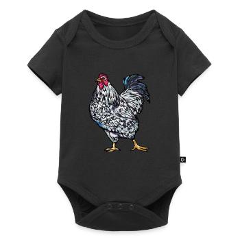 Wyandotten Poulets Type de poules fermiers - Body à manches courtes Premium Bébé - noir - Devant