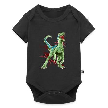 Velociraptor Raptor Saurier Urzeit Dinosaurier Din - Baby Premium Kurzarmbody - Schwarz - Vorne