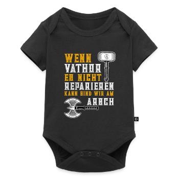 Wikinger Vatertag Vater Vathor Handwerker - Baby Premium Kurzarmbody - Schwarz - Vorne