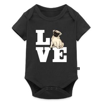 Mops Hund Liebe - Baby Premium Kurzarmbody - Schwarz - Vorne