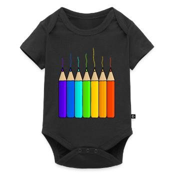 Colorés anse arc-en-ciel enfants scolarisation - Body à manches courtes Premium Bébé - noir - Devant