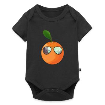 Orange Avec lunettes de soleil Cadeau - Body à manches courtes Premium Bébé - noir - Devant