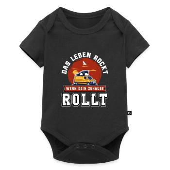 Camping Camper Spruch - Baby Premium Kurzarmbody - Schwarz - Vorne