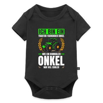 Landwirtschaft Traktor Fahrender Onkel Trecker - Baby Premium Kurzarmbody - Schwarz - Vorne