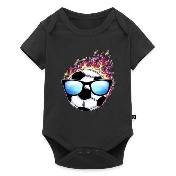 Football avec lunettes de soleil - Body à manches courtes Premium Bébé - noir - Devant