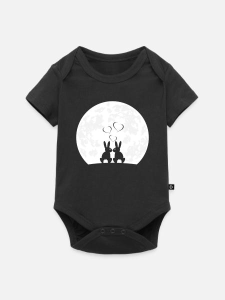 Heart Rabbit Rabbit Ladies Moon Love Rabbits - Baby Premium short-sleeve bodysuit - black