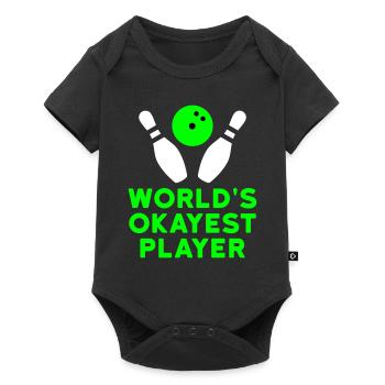 World's okayest player (bowling pins, bowling ball) - Baby Premium short-sleeve bodysuit - black - Front