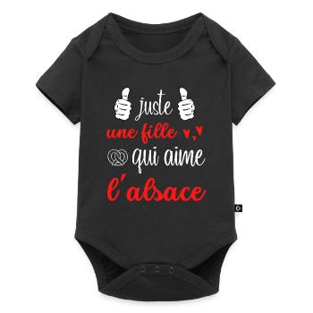 juste une fille qui aime l'alsace - Body à manches courtes Premium Bébé - noir - Devant