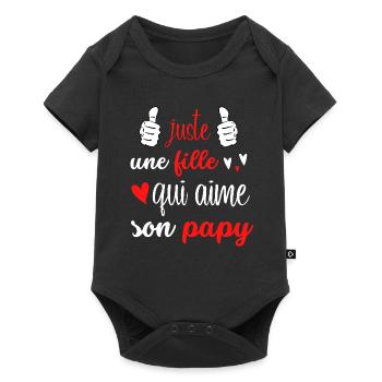 juste une fille qui aime son papy - Body à manches courtes Premium Bébé - noir - Devant