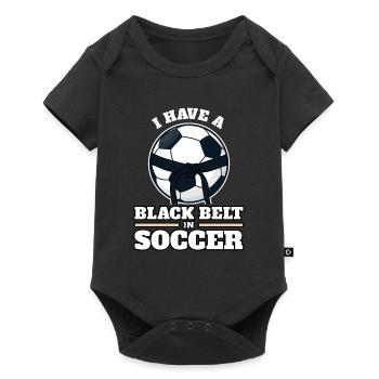 Funny football black belt in football - Baby Premium short-sleeve bodysuit - black - Front