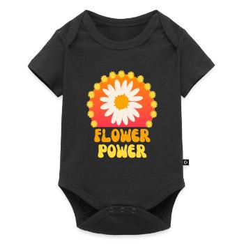 Flower Power Pâquerette Géante 60 s 70 s - Body à manches courtes Premium Bébé - noir - Devant