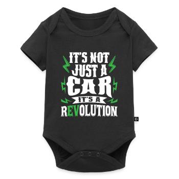 E-car Electric Funny Car Saying rEVolution EV - Baby Premium Kurzarmbody - Schwarz - Vorne