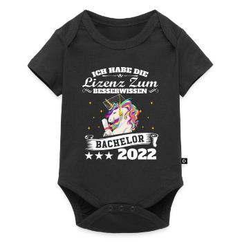 Ich Habe Die Lizenz Zum Besserwissen Einhorn Bache - Baby Premium Kurzarmbody - Schwarz - Vorne