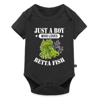 Just A Boy Who Loves Betta Fish Siamesischer Kampf - Baby Premium Kurzarmbody - Schwarz - Vorne