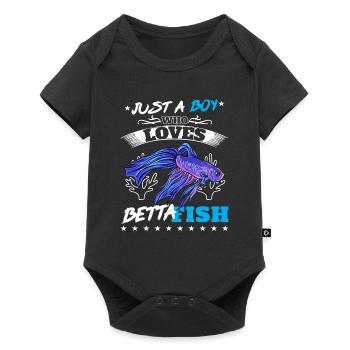 Just A Boy Who Loves Betta Fish Siamesischer Kampf - Baby Premium Kurzarmbody - Schwarz - Vorne